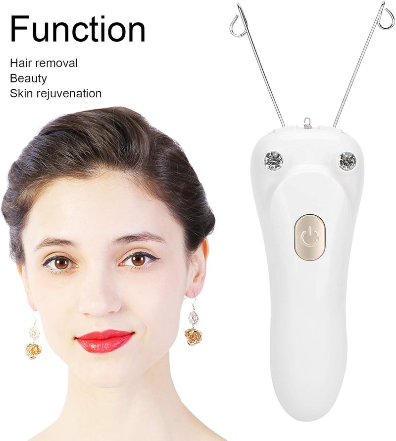 Sunicon Facial Threading Hair Removal, USB Rechargeable Electric Women Cordless Facial Threading Epilator Ladies Beauty Epilator Trimmer Cotton Threading Tool for Body Facial Pull(Gold) - Image 2